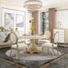 White Light Luxury Dining Table with Solid Wood